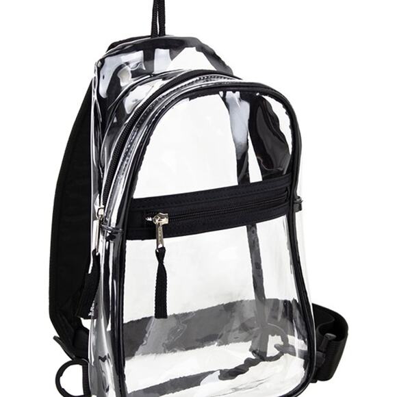 Eastsport Unisex Clear Sling Stadium Approved Bag, Black Trim - Picture 4 of 5